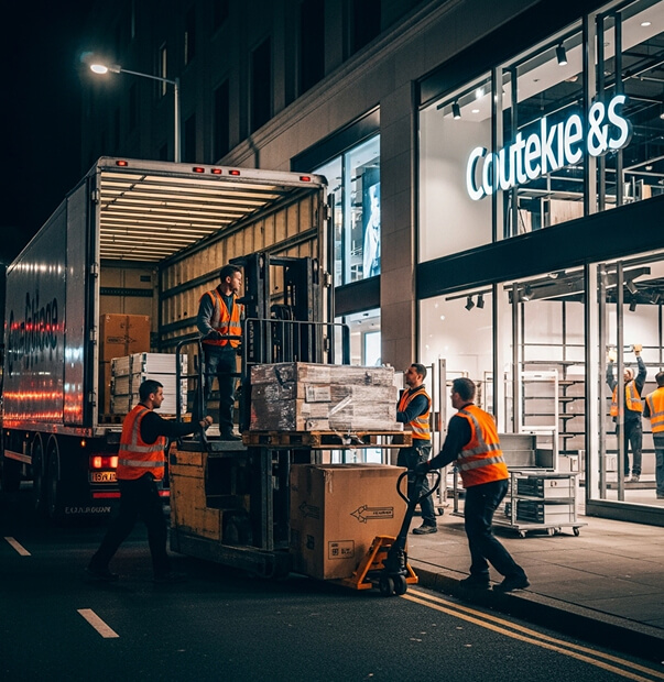 abstract purple and pink geometric shapes creating dynamic movement